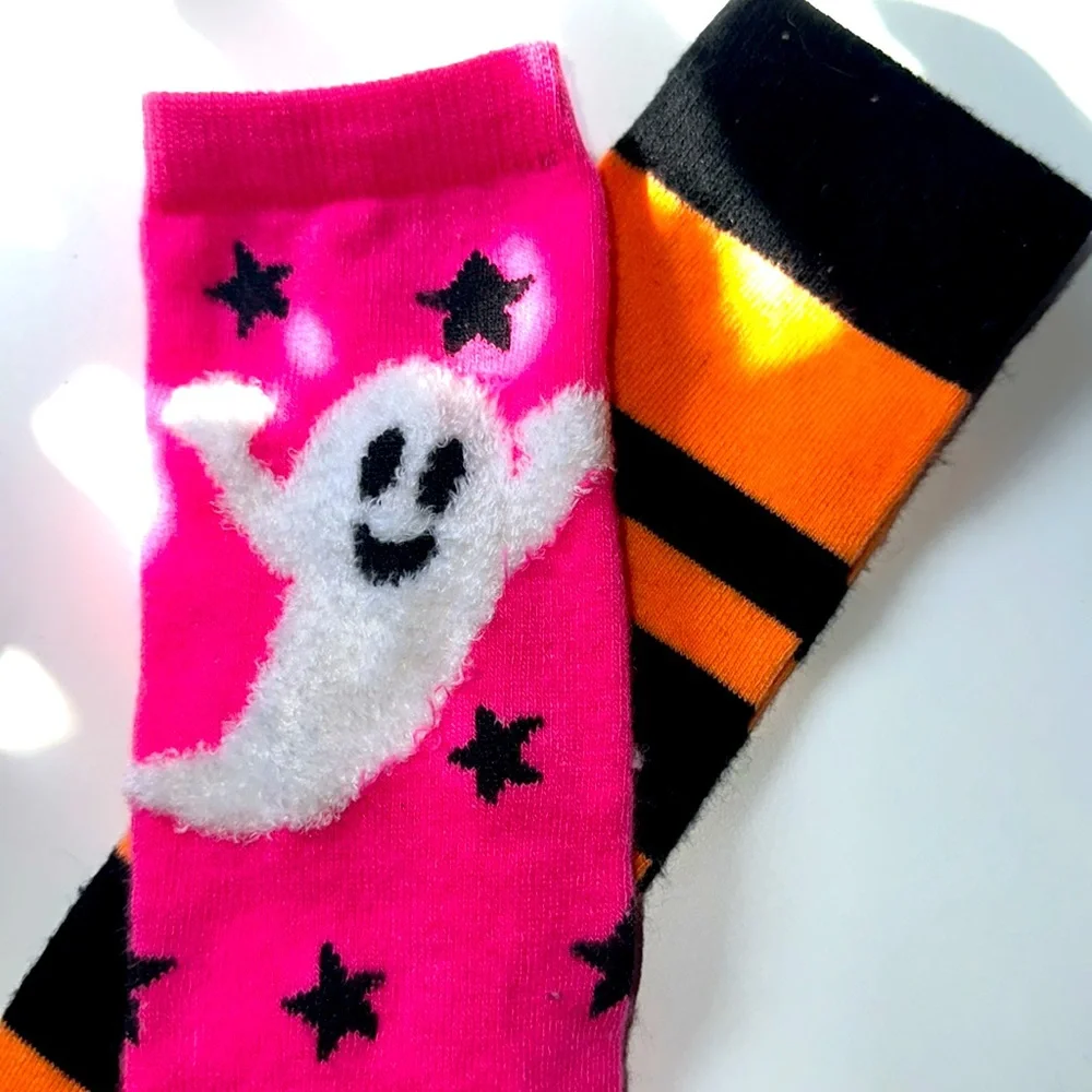 2 Pairs Festive Thigh High Over The Knee Halloween Socks